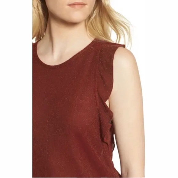 Madewell Metallic Ruffle Tank Rust Size Medium - Picture 2 of 6